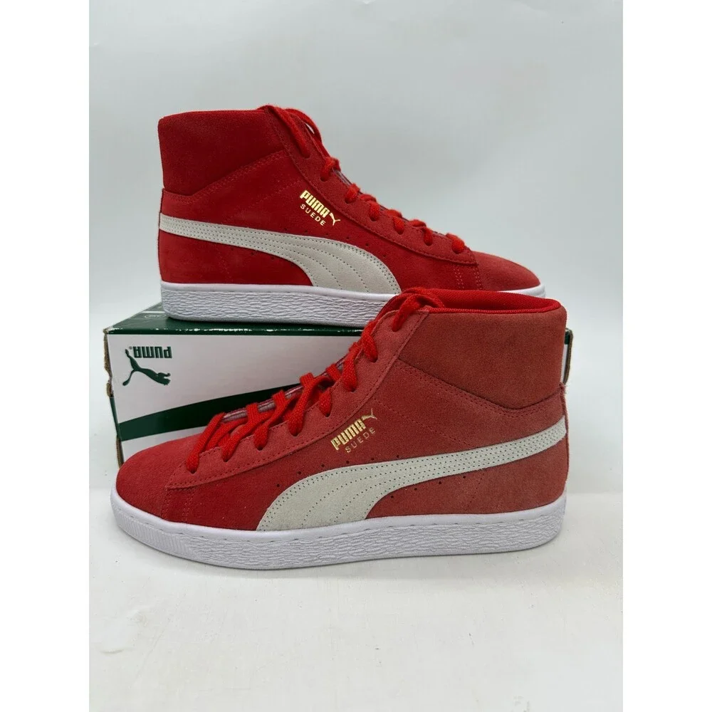Puma Suede Mid XXI Men's Size 9 Red White Suede Athletic Shoes 380205 03